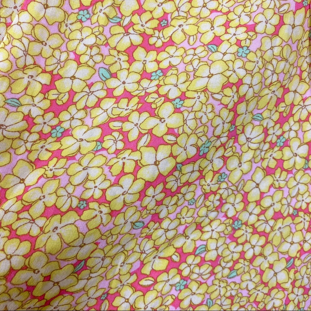 Dainty Floral Front Slit Yellow Sleeveless Mini Dress with Pockets Size Small - Picture 9 of 12